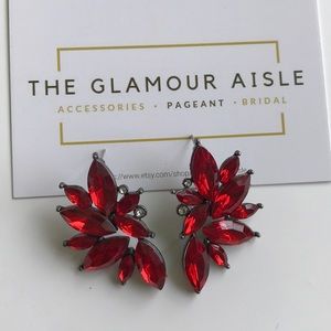 Red steph earrings 1.5 pageant prom bridal